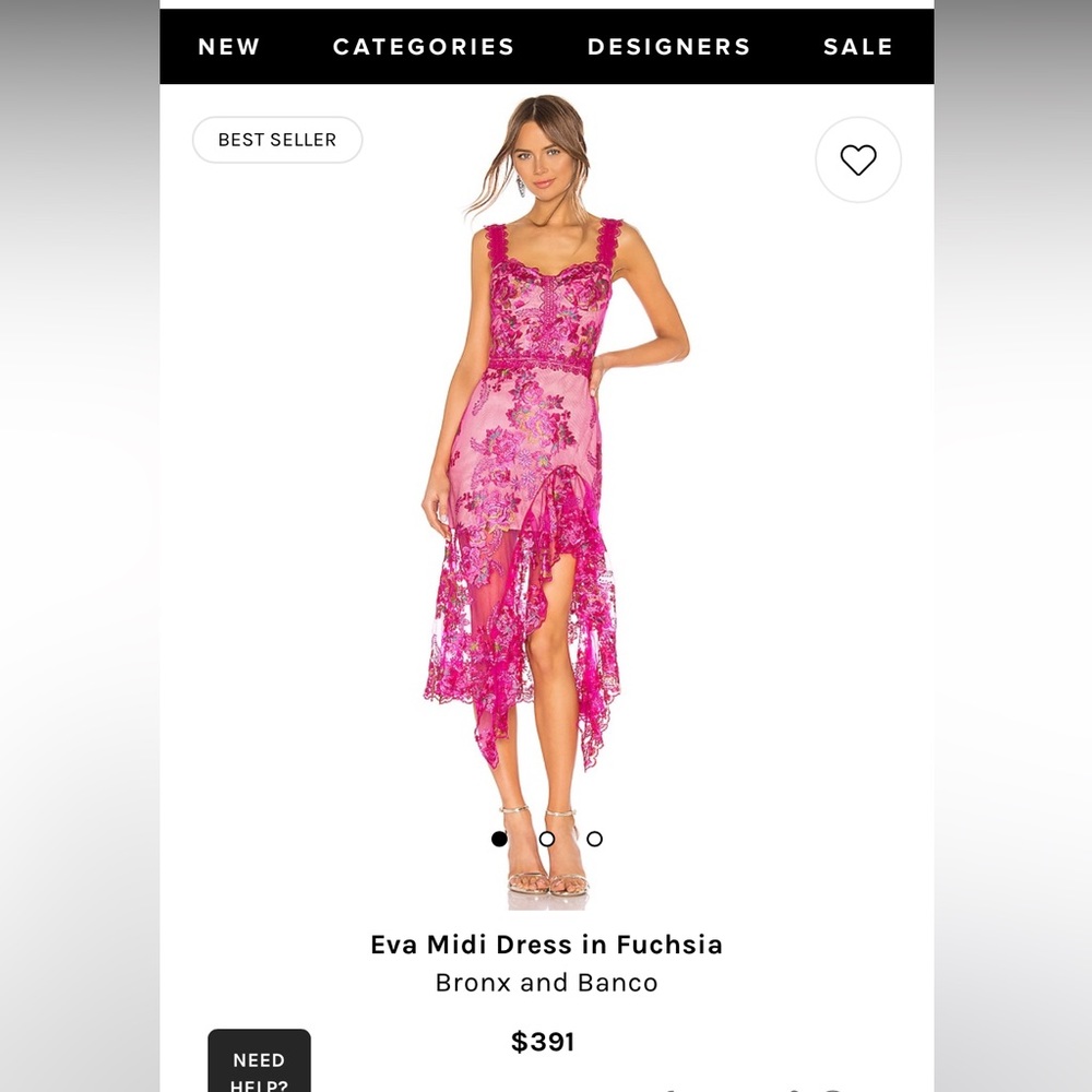 Revolve Eva Midi Dress in Fuschia